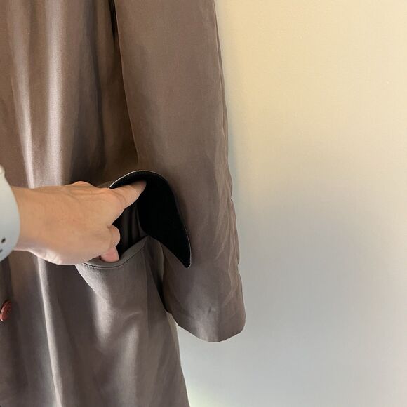 American Bazaar Trench Coat Women’s  Size 6P Lined Long Jacket in Tan / Taupe - Picture 13 of 15